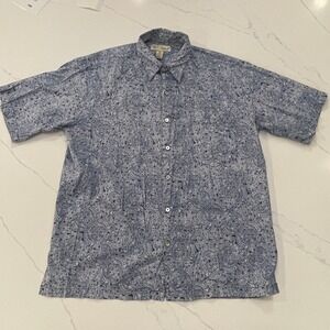 Tori Richard Mens Blue Paisley Cotton Lawn Short Sleeve Button Down Shirt Size M